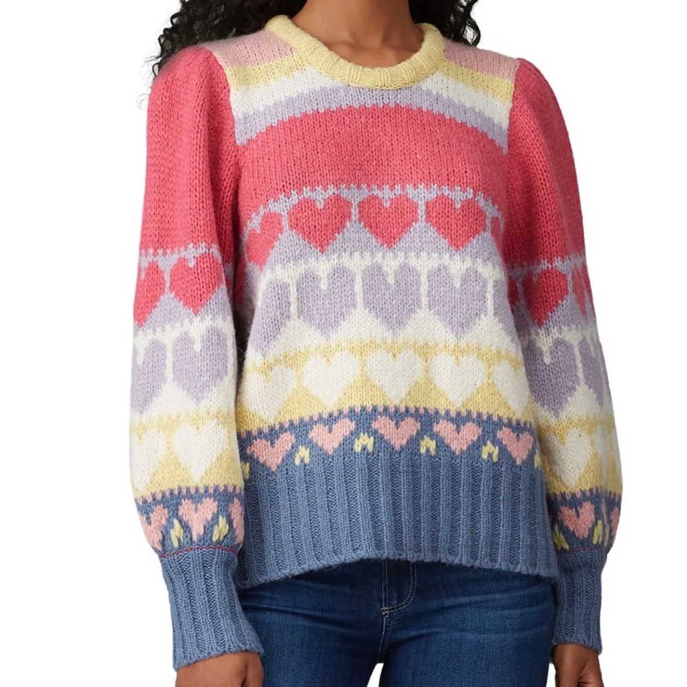 Love Shack Fancy Shirelle Intersia Heart Sweater